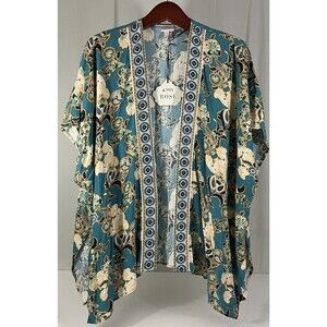Knox Rose Teal Floral Paisley Kimono Open Front NWT Boho Women’s Sz XS/S